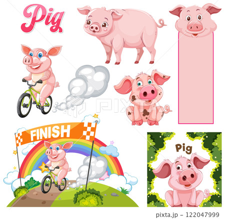 Playful Pig Adventures and Activities 122047999