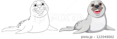 Playful Seal Vector Illustration Playful Seal Vector Illustration 122048002