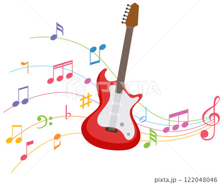 Colorful Guitar and Musical Notes 122048046