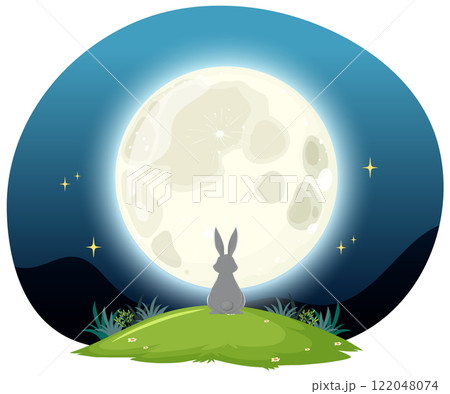 Rabbit Gazing at the New Moon Rabbit Gazing at the New Moon 122048074