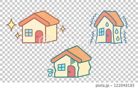 健康的房子、顫抖的房子和哭泣的房子的插圖 122048185