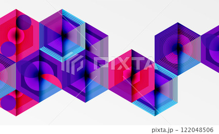 Hexagons, diamonds pattern. Geometric repeating hexagon background 122048506