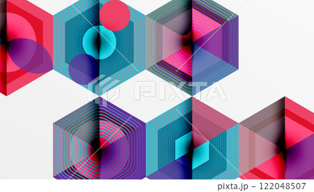 Creative hexagons geometric shapes design Creative hexagons geometric shapes design 122048507