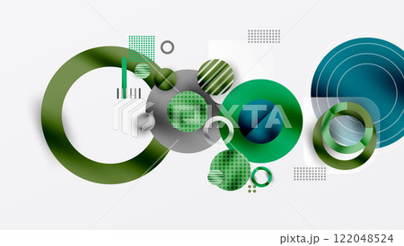 Abstract Circle Design with Overlapping Transparent Geometric Shapes 122048524