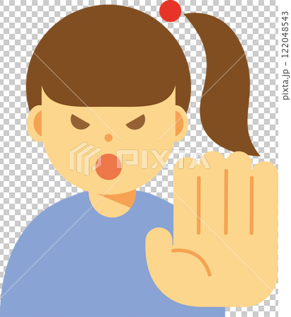Illustration of an angry woman refusing or stopping 122048543