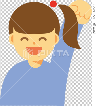 Smiling woman icon raising her fist Smiling woman icon raising her fist 122048553
