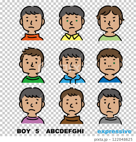 Illustration set of various black boys and men (dissatisfied, anxious) Illustration set of various black boys and men (dissatisfied, anxious) 122048625