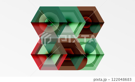 Hexagons, diamonds pattern. Geometric repeating hexagon background Hexagons, diamonds pattern. Geometric repeating hexagon background 122048683