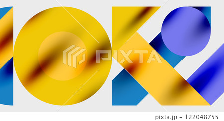 Modern abstract background featuring circles, lines, and triangles in a dynamic geometric composition. Perfect for stylish, tech, or creative-themed designs 122048755