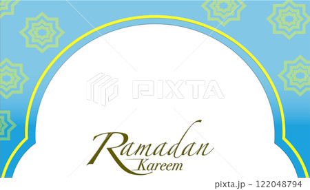 Ramadan Kareem design with arched shape and stars. Islamic holy month template Ramadan Kareem design with arched shape and stars. Islamic holy month template 122048794