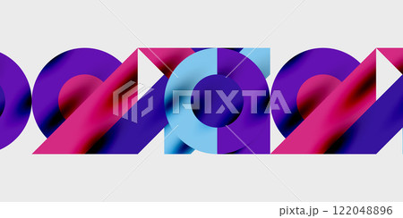 Detailed composition of circles, semicircles, and triangles with glossy effects and smooth gradients. A sleek and modern vector design for creative and tech-inspired projects 122048896