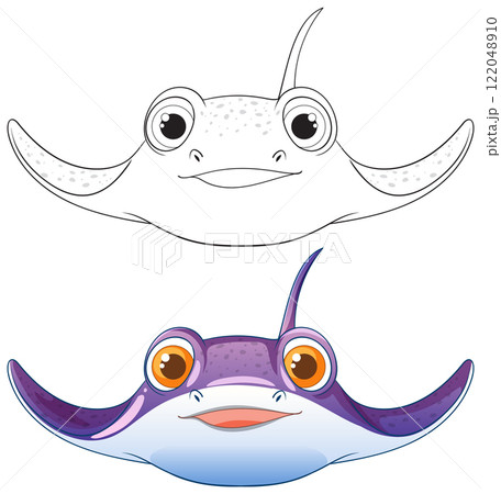 Colorful and Monochrome Stingray Illustrations Colorful and Monochrome Stingray Illustrations 122048910