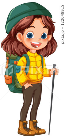 Adventurous Girl Ready for Hiking 122048915