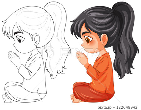 Praying Girl in Peaceful Meditation 122048942