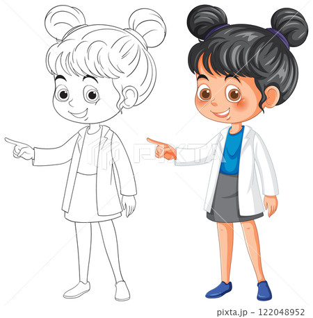 Cheerful Girl in Lab Coat Illustration Cheerful Girl in Lab Coat Illustration 122048952