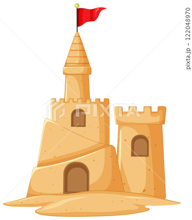 Sandcastle with Red Flag on Top 122048970