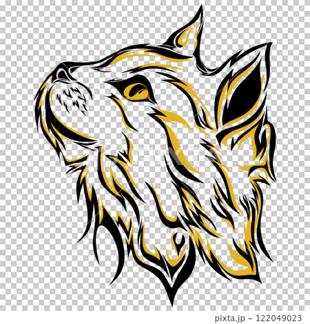 Wolf head silhouette. Powerful, majestic, and wild. Ideal for tattoos and design Wolf head silhouette. Powerful, majestic, and wild. Ideal for tattoos and design 122049023