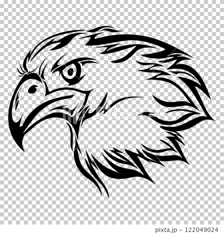 Eagle head silhouette. Powerful, sharp, and majestic. Ideal for logos and design Eagle head silhouette. Powerful, sharp, and majestic. Ideal for logos and design 122049024