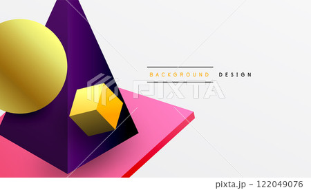 Abstract design showcasing isometric cubes, pyramids, squares, and spheres in a vibrant 3D layout. Modern and dynamic, perfect for tech, design, or futuristic themes Abstract design showcasing isometric cubes, pyramids, squares, and spheres in a vibrant 3D layout. Modern and dynamic, perfect for tech, design, or futuristic themes 122049076