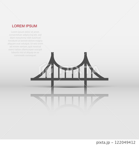 Bridge sign icon in flat style. Drawbridge vector illustration on white isolated background. Road business concept. 122049412