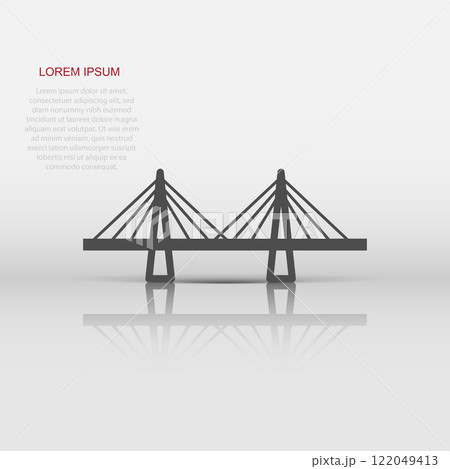 Bridge sign icon in flat style. Drawbridge vector illustration on white isolated background. Road business concept. 122049413