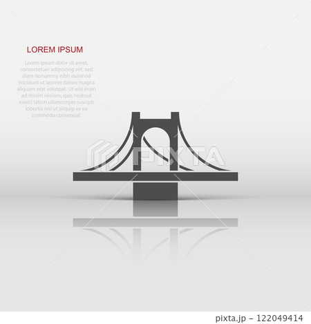 Bridge sign icon in flat style. Drawbridge vector illustration on white isolated background. Road business concept. 122049414