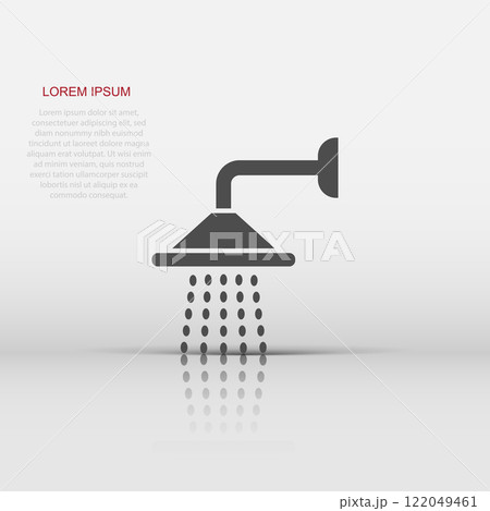 Shower sign icon in flat style. Bathroom water device vector illustration on white isolated background. Wash business concept. 122049461