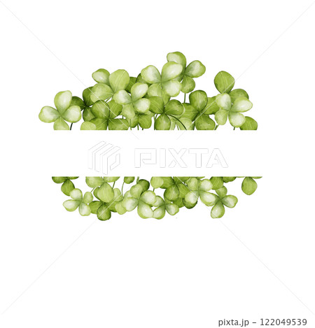 Watercolor clover, frame on white background 122049539