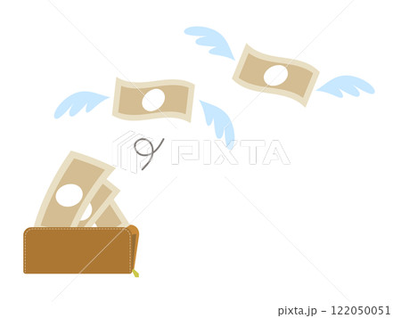 財布からお札が飛んでいくイラスト 浪費・出費のイメージ 財布からお札が飛んでいくイラスト 浪費・出費のイメージ 122050051