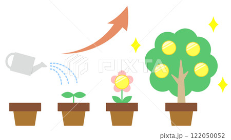 お金のなる木を育てるイラスト お金のなる木を育てるイラスト 122050052