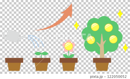 お金のなる木を育てるイラスト お金のなる木を育てるイラスト 122050052