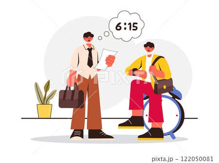 Morning Rush Vector Illustration featuring People Rushing to Businesses, Morning City Life, Time Management, and the Urgency of Time Running Out Morning Rush Vector Illustration featuring People Rushing to Businesses, Morning City Life, Time Management, and the Urgency of Time Running Out 122050081