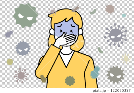 食中毒・吐き気のベクターイラスト 女性 ウイルス ウィルス 感染 下痢 嘔吐 風邪 貧血 食中毒・吐き気のベクターイラスト 女性 ウイルス ウィルス 感染 下痢 嘔吐 風邪 貧血 122050357