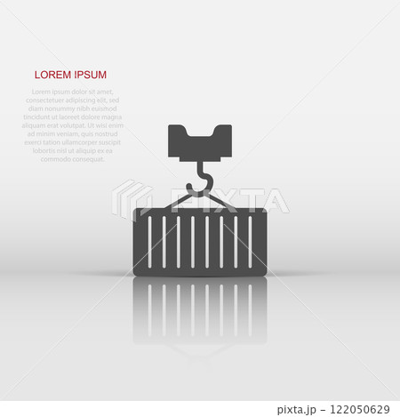 Container icon in flat style. Delivery cargo vector illustration on white isolated background. Freight box business concept. 122050629