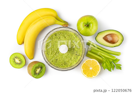 Hand blender and fresh fruits 122050676