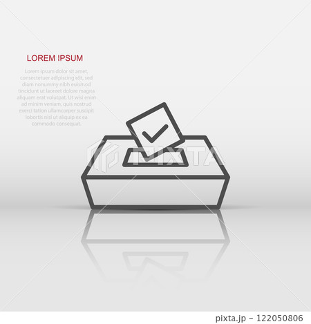 Vote icon in flat style. Ballot box vector illustration on white isolated background. Election business concept. 122050806