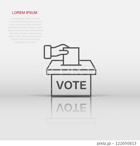 Vote icon in flat style. Ballot box vector illustration on white isolated background. Election business concept. 122050813