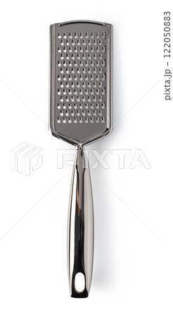 Stainless steel grater lying on white background 122050883