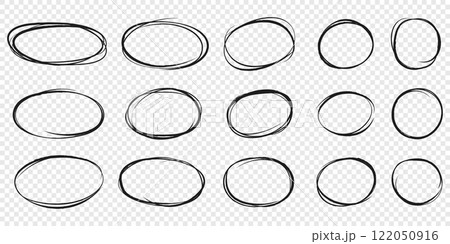 Circle line sketch icon in hand drawn style. Circular scribble doodle vector illustration on isolated background. Pencil or pen bubble sign business concept. 122050916