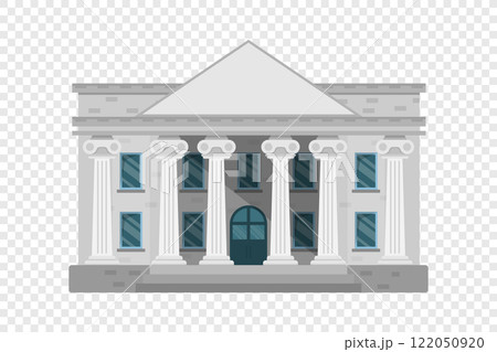Bank building icon in flat style. Financing department vector illustration on isolated background. Courthouse with columns sign business concept. Bank building icon in flat style. Financing department vector illustration on isolated background. Courthouse with columns sign business concept. 122050920