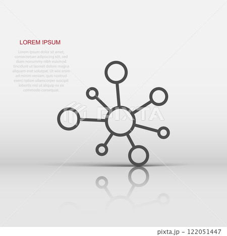 Hub network connection sign icon in flat style. Dna molecule vector illustration on white isolated background. Atom business concept. Hub network connection sign icon in flat style. Dna molecule vector illustration on white isolated background. Atom business concept. 122051447