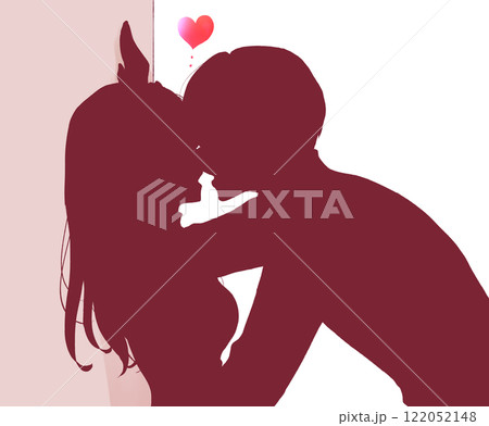壁ドンをする男女 冬 影絵 壁ドンをする男女 冬 影絵 122052148