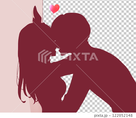 壁ドンをする男女 冬 影絵 壁ドンをする男女 冬 影絵 122052148