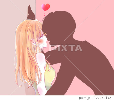 壁ドンをする男女　影絵 122052152