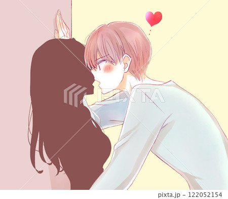 壁ドンをする男女　影絵 122052154