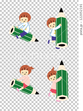 Pencil and children (boys and girls) Pencil and children (boys and girls) 122052191