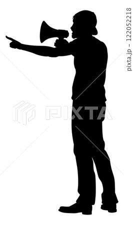 Protest Rally March Megaphone Silhouette Person 122052218