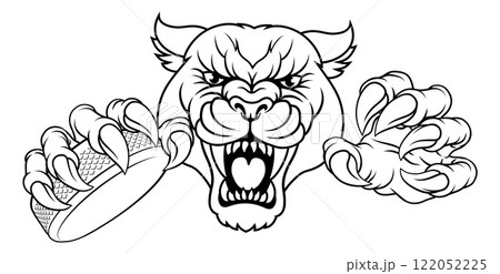 Panther Leopard Cougar Wildcat Hockey Team Mascot 122052225