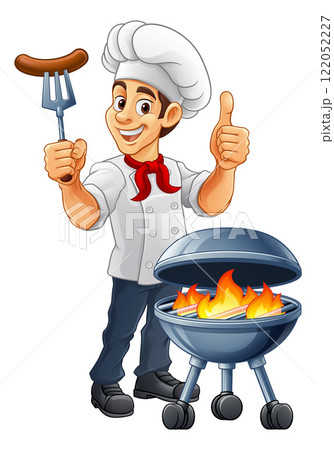 Chef Cartoon Barbecue Cook Man Mascot Character 122052227