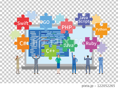 程式語言和人物插圖 程式語言和人物插圖 122052265